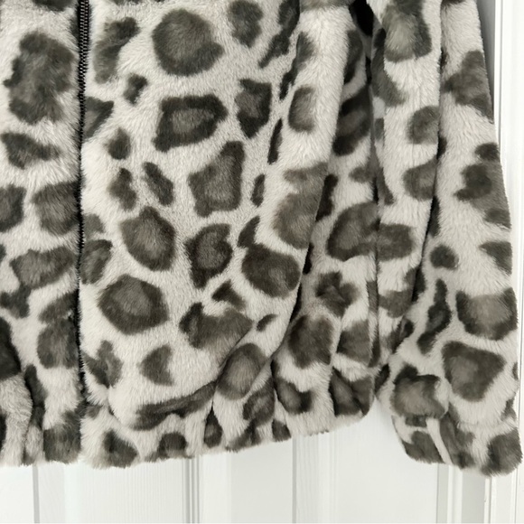 Dylan Faux Fur Leopard Print Coat Jacket Gray Size XS Small - Picture 5 of 11